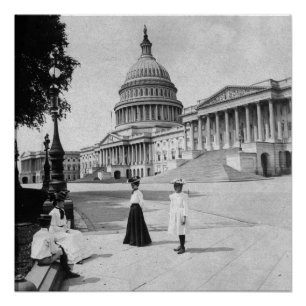 Póster Exterior del Capitolio con mujeres