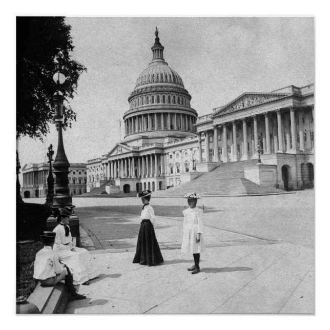 Póster Exterior del Capitolio con mujeres (Anverso)