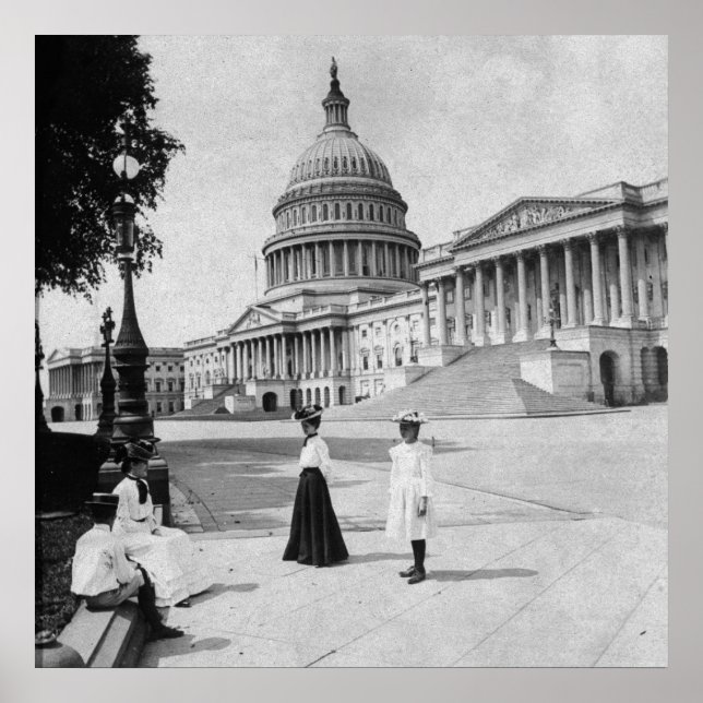 Póster Exterior del Capitolio con mujeres (Frente)