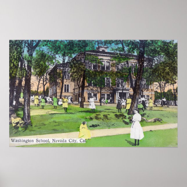 Póster Exterior View of Washington School (Frente)