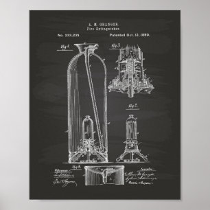 Póster Extinguisher de fuego 1880 Patent Art - Chalkboard