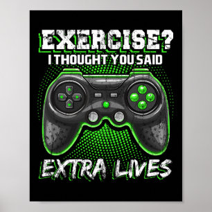 Póster Extra Lives Gracioso Video Game Controller Retro G