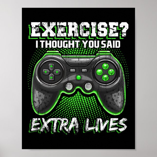 Póster Extra Lives Gracioso Video Game Controller Retro G (Frente)