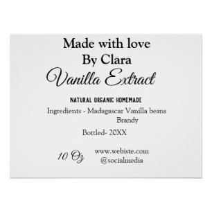 Póster Extracto de vainilla de ingredientes caseros añadi