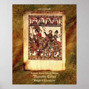 Póster Extracto del códice de Manesse Caballeros Medieval