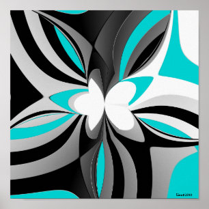 Póster Extracto gris negro de la aguamarina