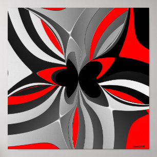 Póster Extracto gris negro rojo
