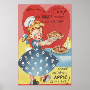 Póster Extraña Divertida Pastel De Manzana Picada Camarer