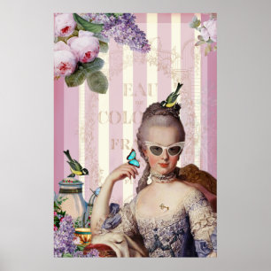 Póster Extraña Marie Antoinette con gafas de sol aladas