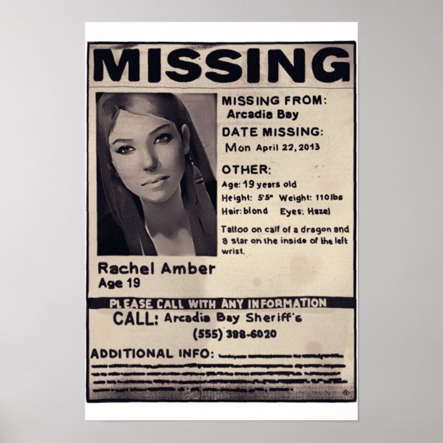 Póster Extrañando a Rachel Amber (Frente)