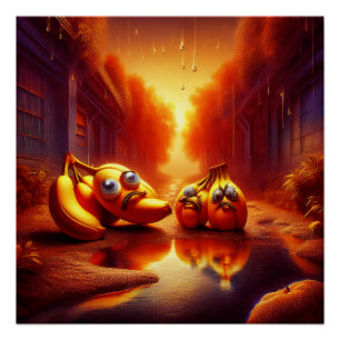 Póster Extrañas Criaturas De Banana En El Salón Del Fuego