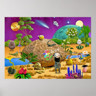 Póster Extranjero lindo en un planeta habitable