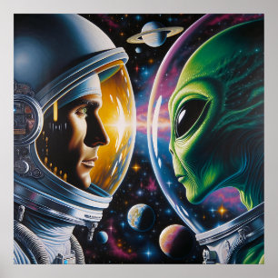 Póster Extranjero y astronauta en el espacio