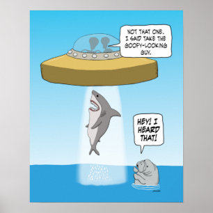 Póster Extranjeros graciosos secuestran tiburones mientra