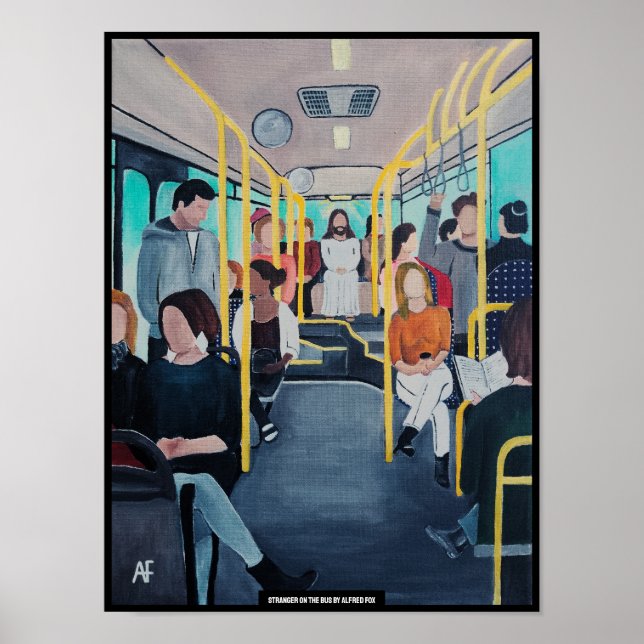 Póster Extraño en el autobús Pintura de Alfred Fox (Frente)