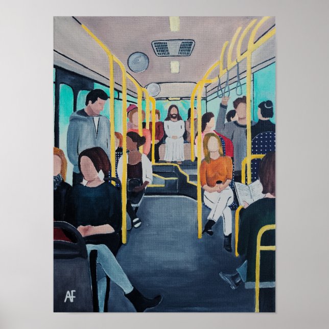 Póster Extraño en el autobús Pintura de Alfred Fox (Frente)