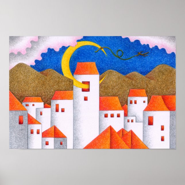 Póster Extraño espacio, una ciudad de luna creciente. (Frente)