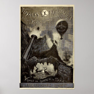 Póster Extraordinarios de viaje de Julio Verne (1861)