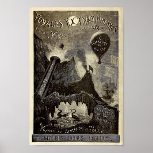 Póster Extraordinarios de viaje de Julio Verne (1861)
