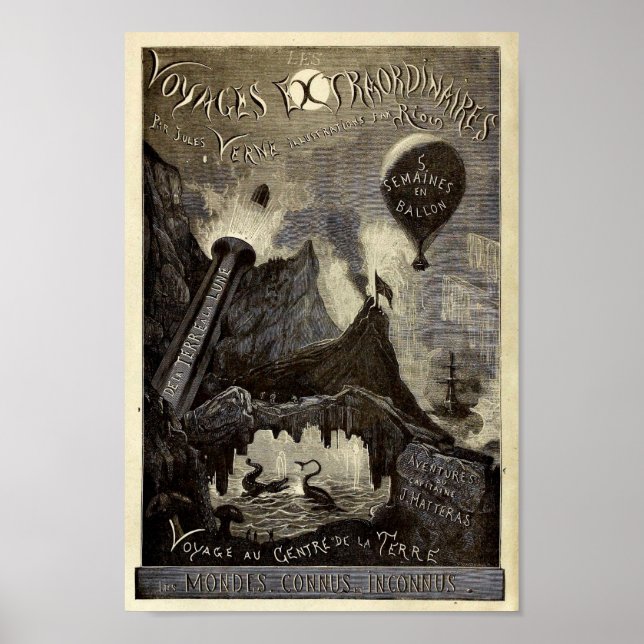 Póster Extraordinarios de viaje de Julio Verne (1861) (Frente)