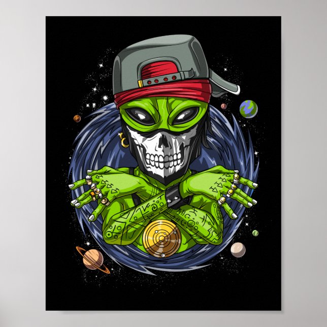 Póster Extraterrestre espacial Gangstа Rapera de OVNI Ext (Frente)
