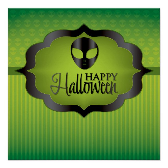 Póster Extraterrestre verde de Halloween (Anverso)