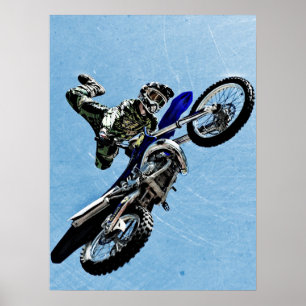 Póster Extreme Sports Poster:Motocross Bike doing Tricks