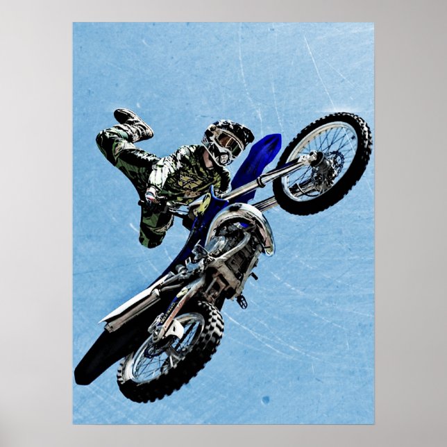 Póster Extreme Sports Poster:Motocross Bike doing Tricks (Frente)