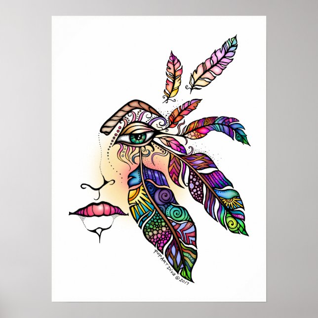 Póster EYE Love FEATHERS Fantasy Art 18x24 (Frente)