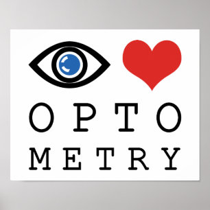 Póster Eye Love Heart Optometry - Optometrista Tabla Ofta