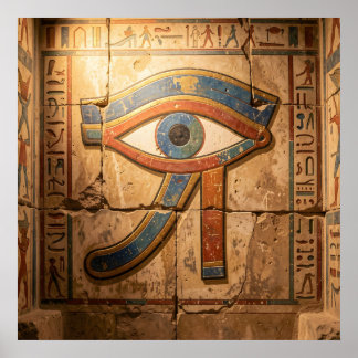 Póster Eye of Horus with Hieroglyphs Egyptian Spiritual 