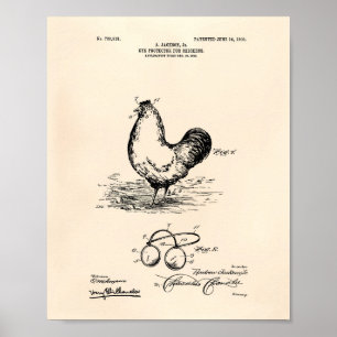 Póster Eye Protector Chickens 1903 Patent Art Old Peper