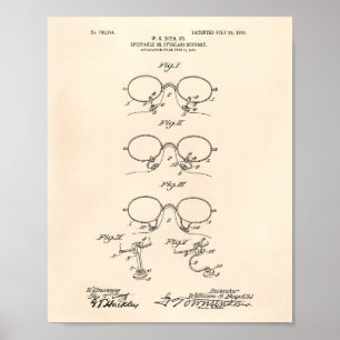 Póster Eyeglass Support 1904 Patent Art Old Peper