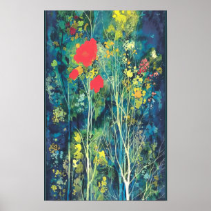Póster Eyvind Earle - Amapolas y Flores - Realismo Mágic