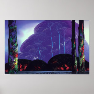 Póster Eyvind Earle - Atardecer morado - 1996; Estados U