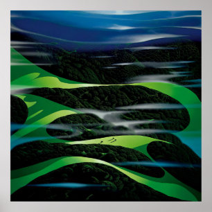 Póster Eyvind Earle - Campos Verdes - 1994; Estados Unido