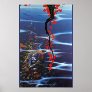 Póster Eyvind Earle -  Hojas Rojas - 1988; Estados Unidos