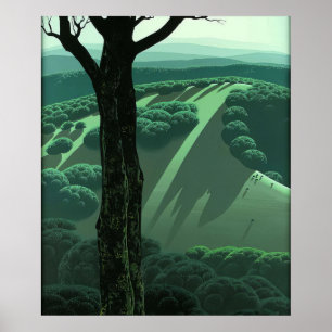 Póster Eyvind Earle - Ladera verde - 1970; Estados Unidos