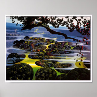 Póster Eyvind Earle - Montaña Mística - 1989; Estados Uni