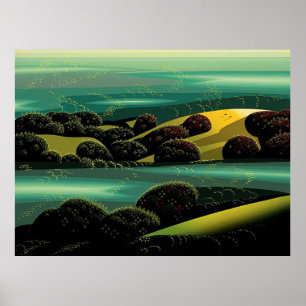 Póster Eyvind Earle -  Niebla Esmeralda - 1993; Estados U