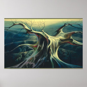 Póster Eyvind Earle - Tronco de árbol iluminado por la lu