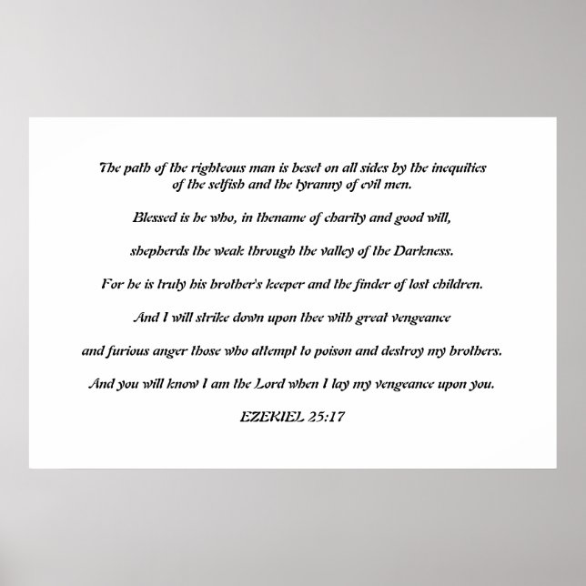 Póster Ezekiel 25:17 Poster (Frente)
