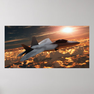 Póster F22 Fighter Jet al Sunset Print