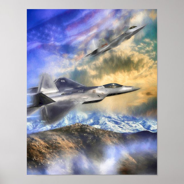 PÓSTER F22 RAPTOR JETS SOBRE ESTADOS UNIDOS (Frente)