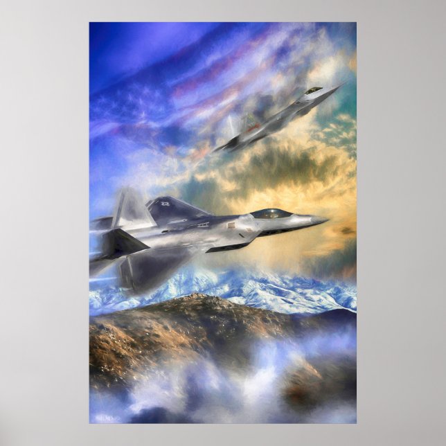 PÓSTER F22 RAPTOR JETS SOBRE ESTADOS UNIDOS (Frente)