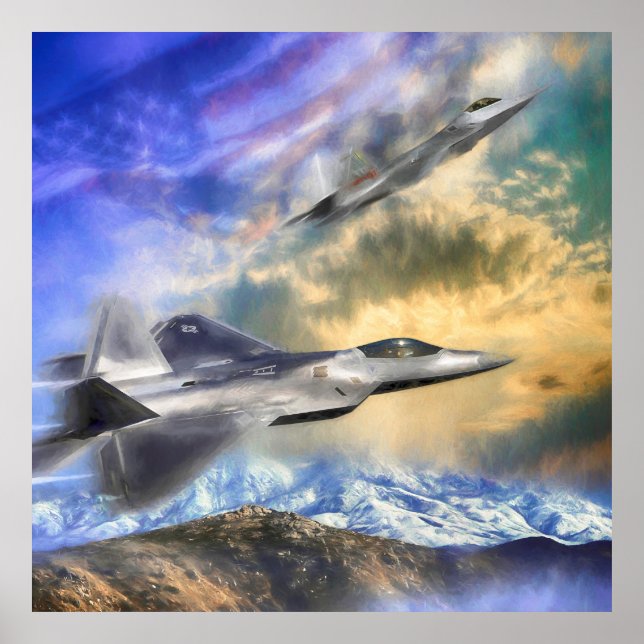 PÓSTER F22 RAPTOR JETS SOBRE ESTADOS UNIDOS (Frente)