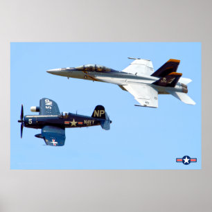 Póster F4U CORSAIR y F/A-18F SUPER HORNET