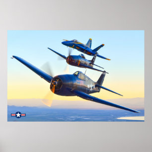 Póster F6F HELLCAT, F8F BEARCAT y F/A-18C HORNET