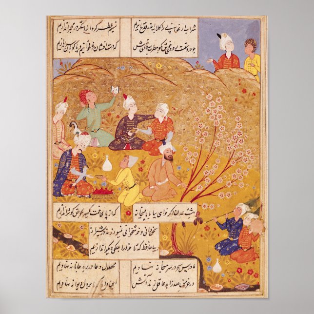 Póster F.103v Fiesta al aire libre, de un libro de poemas (Frente)