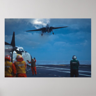 Póster F-14 Tomcat que aterriza en portaaviones